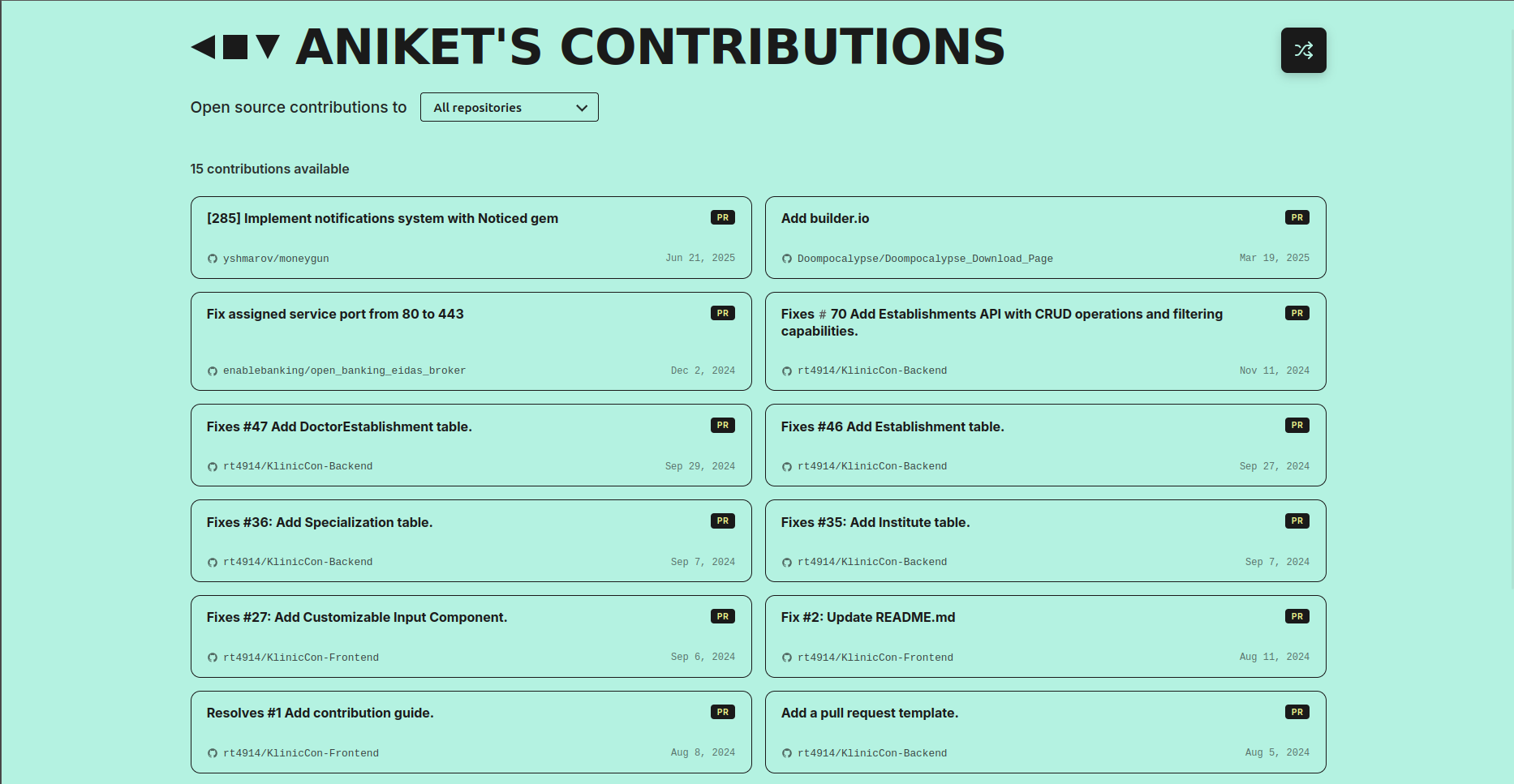 Contribs Tracker screenshot